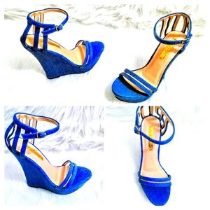 (NEW)! Cute! Blue Denim Wedge Heel! :-)
